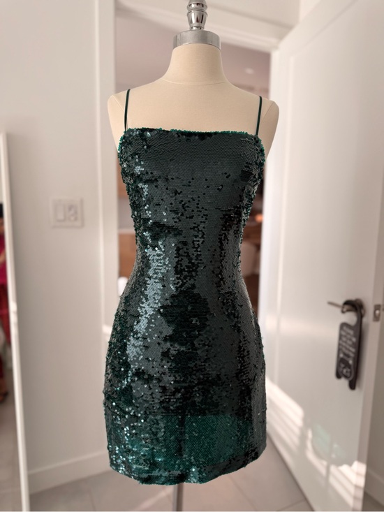 Zara Dresses & Skirts - Zara Dark Green Sequin Mini Dress
